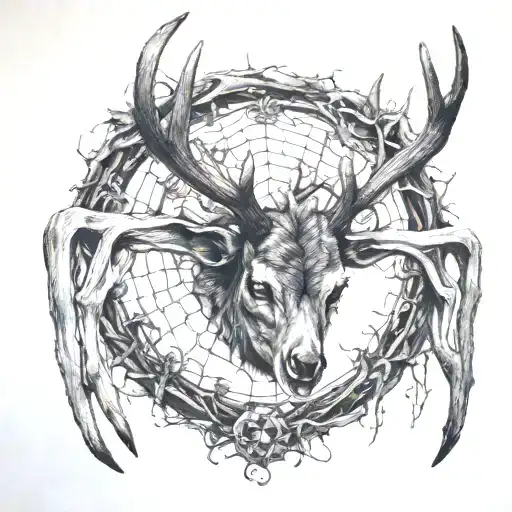 Deer Antlers And Spider