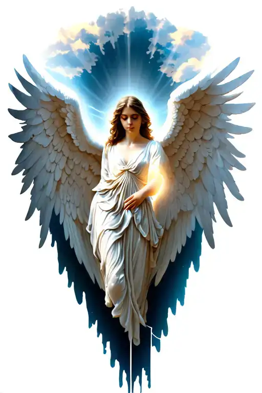 Angel Wings With Sunray Beams