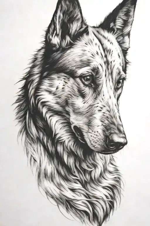 Dog Head Looking Side View