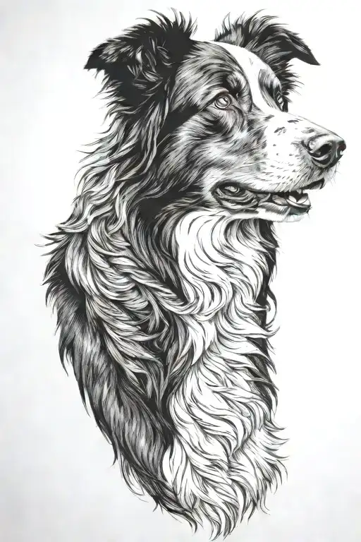 Boarder Collie Looking Side Profile