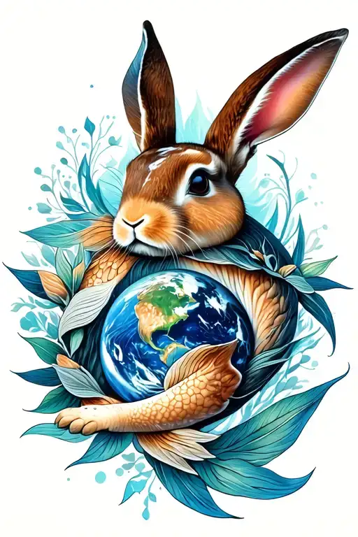Pisces With Earth Rabbit Zodiac Sign Intertwined