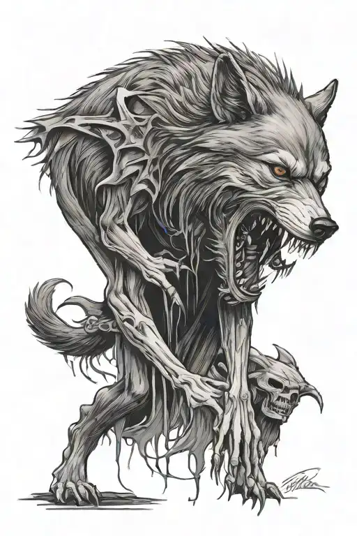 Death Wolf With Laughing Reaper Standing