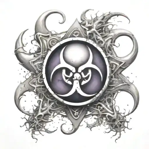 Biohazard Symbol With Radiant Core With Cosmic Elements Such As Stars And Nebulae Radiant Vitality
