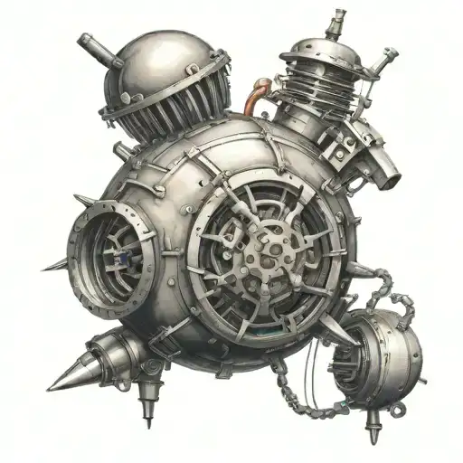 Mechanical Bomb With Intricate Details In A Realism Style