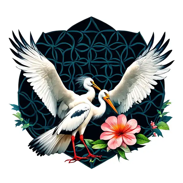 Stork And Flower Of Life