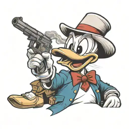 Gangster Donald Duck In Gucci With A Gun And Smoke