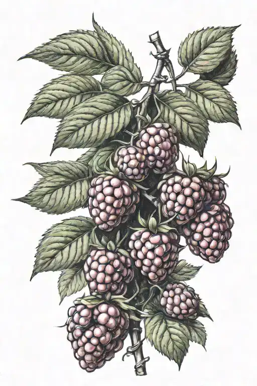 Raspberries In A Vine Thin Long