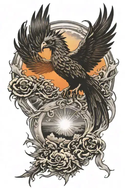 Phoenix Rising Sun In The Background