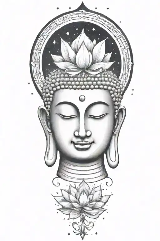 Buddha Lotus Galaxy Filled With Stars