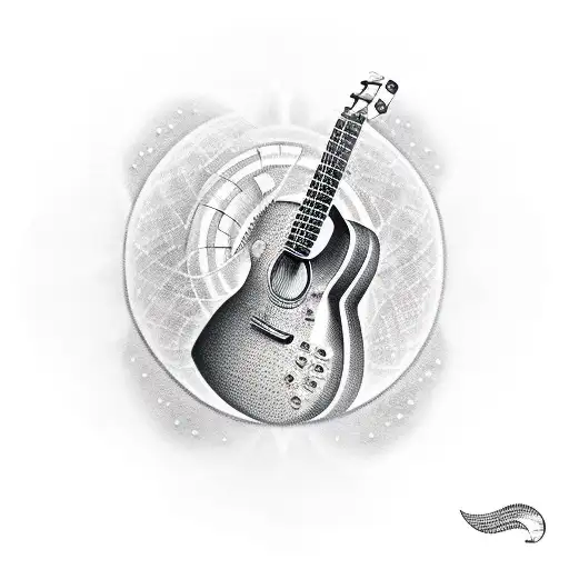 Guitar In The Background Of Electronics Space