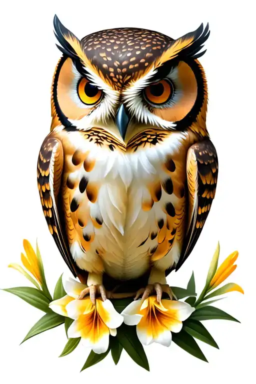 Freesia And Owl Sitting