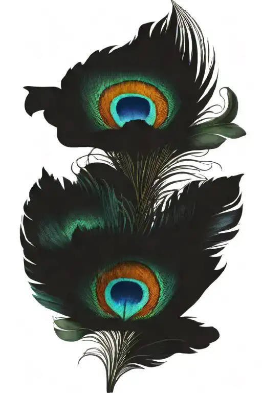 Peacock Feather And Flowers