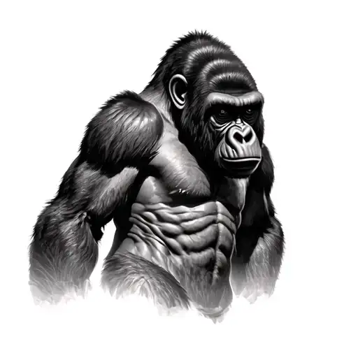 Make A Thought Gorilla But With An Intelligent Smart Warrior And Shrewd To Tattoo On The Calf