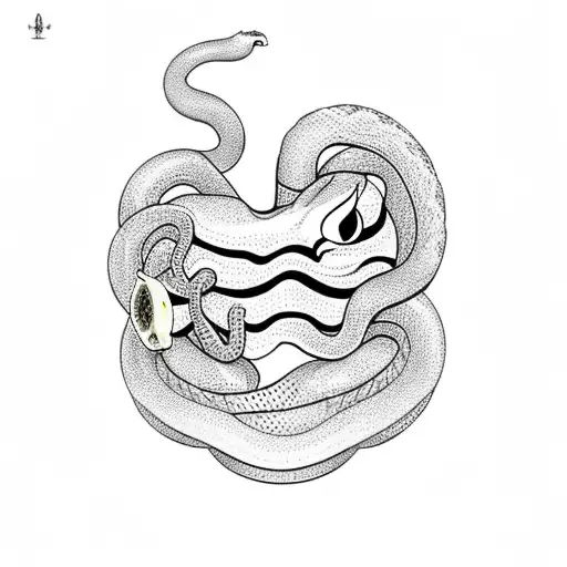 Snake In Tree With A Bitten Apple