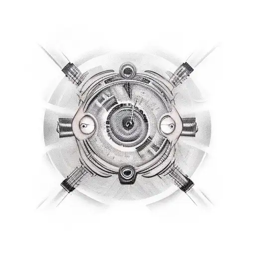 Biomechanical Sleeve With Electric Guitar As Center Piece