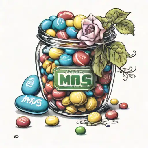 Rose And Water Lily In Jar Of M&ms Candy