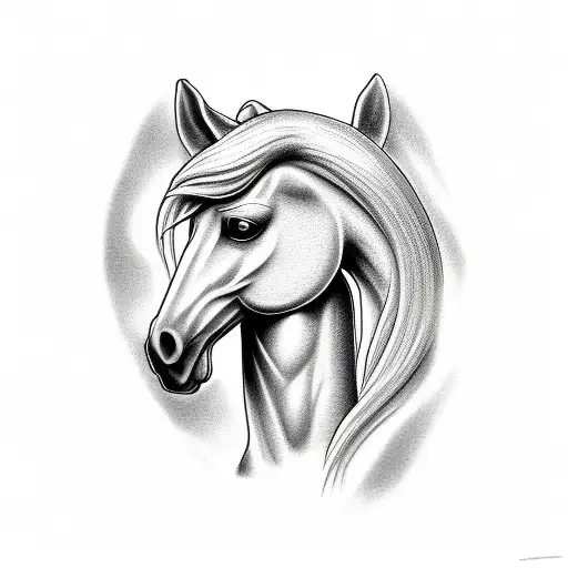 Horse Next To A Grave Stone