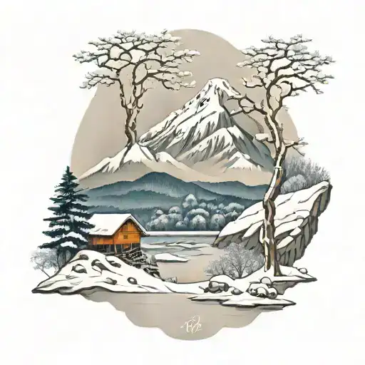 Full Back Hokkaido Winter Landscape With Mt Yotei In The Background And Wild Animals From Hokkaido