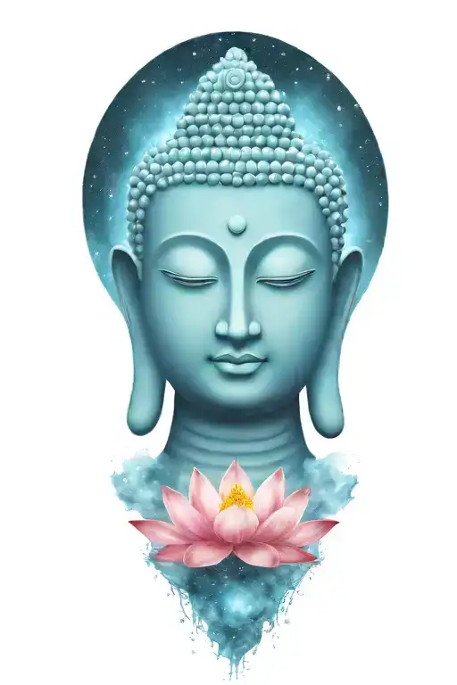 Buddha And Galaxy Background With Lotus