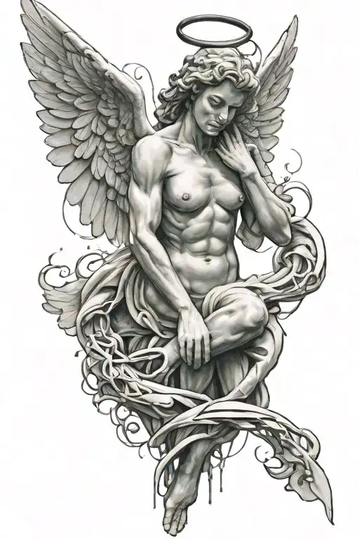 Graffiti With A Angel Sculpture