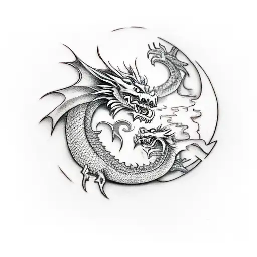 Dragon And Moon And A Tree