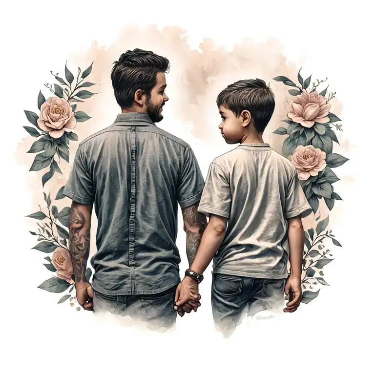 Father And Son Holding Hands