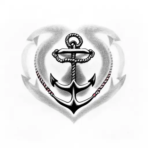 Anchor With Rope Heart And Number 1