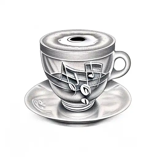 A Coffee Cup Made Of Musical Notes