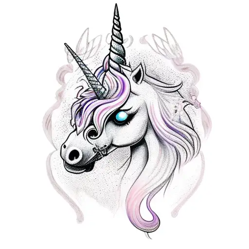 Bright Color Unicorn Witch With Ravens