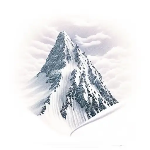 Snowboarder Rides Down The Slope Of A Beautiful Snow Mountain