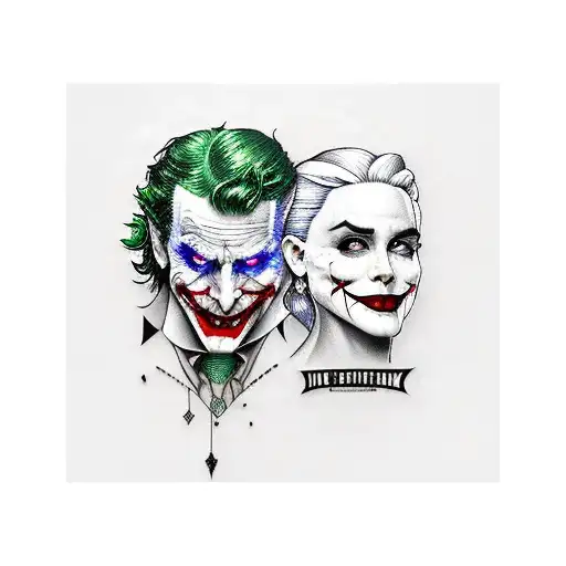 Joker And Harley Queen Half Sleeve Tattoo With Gotham City Background