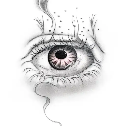 Woman With Smoke Coming Out Of Her Eyes And Smoke And Doves In The Background