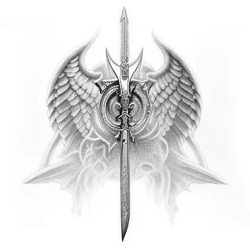 Kneeling Gaurdian Angel Sword Dark Male
