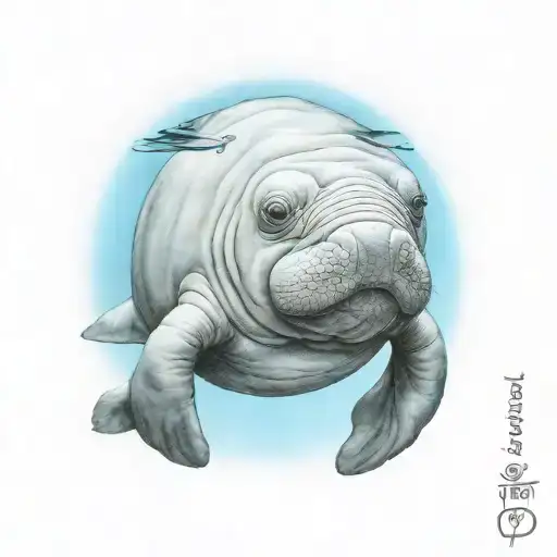 Realistic Portrait Of A Manatee