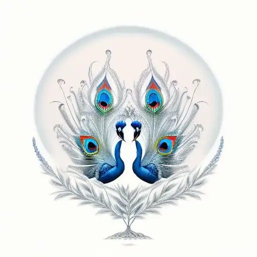 South African Blue Crane In Foreground And Indian Peacock In Background Staggered