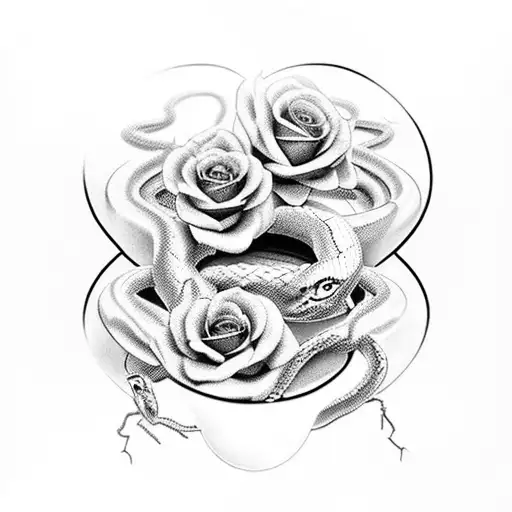 Snake Covering Top Of A Hourglass Thats Coverd In Thorns