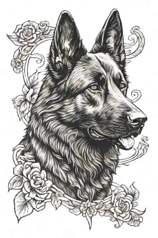 Protective Black German Shepherd