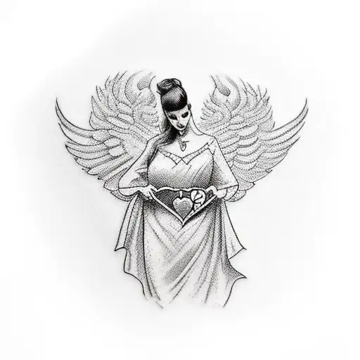 Miss Justice Holding Money And A Heart On Her Balance