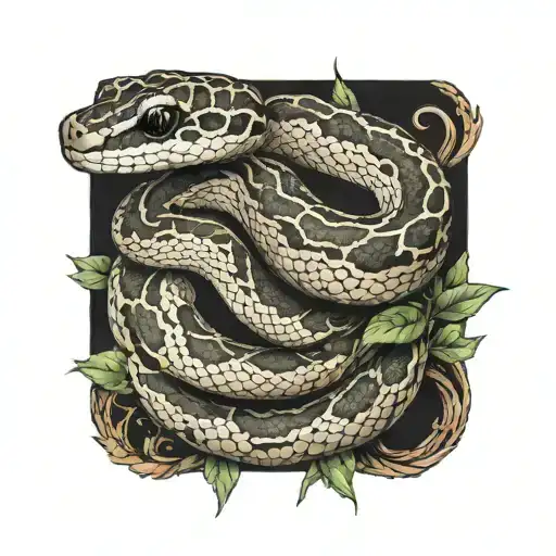 Ball Python Snake With Vegetation