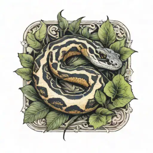 Ball Python Snake With Vegetation