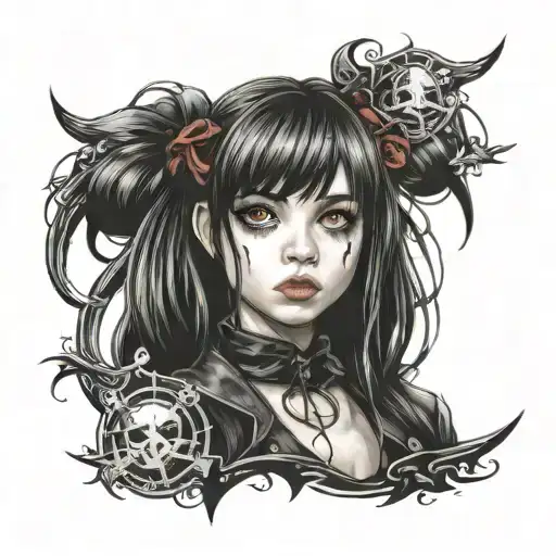 Cute Goth Girl With Anime Bangs