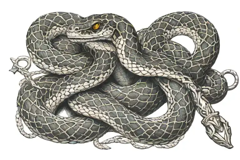 Don't Tread On Me Snake Wrapped Around Cross