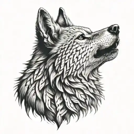 Wolf Made Of Native American Basket Weave