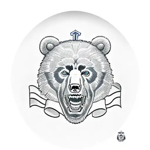 Russian Flag With A Bear