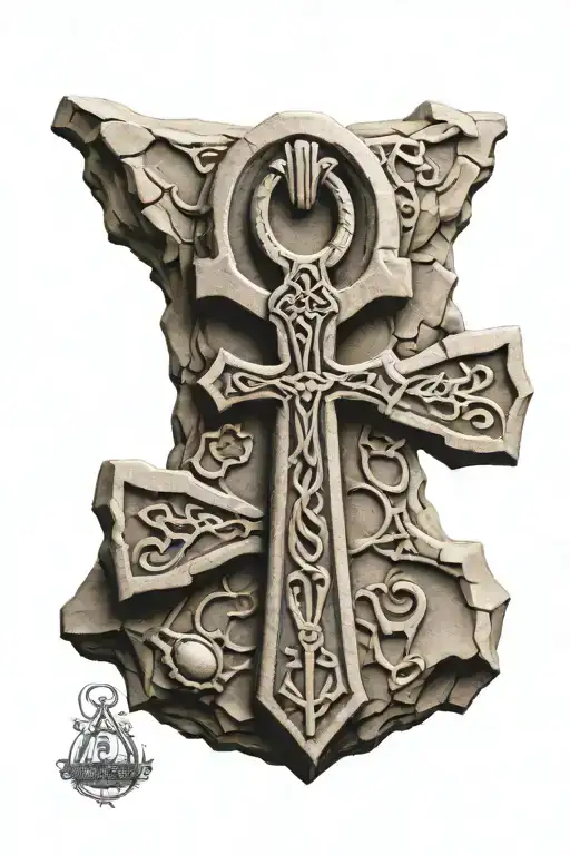 Raised Stone Carving Of An Ankh