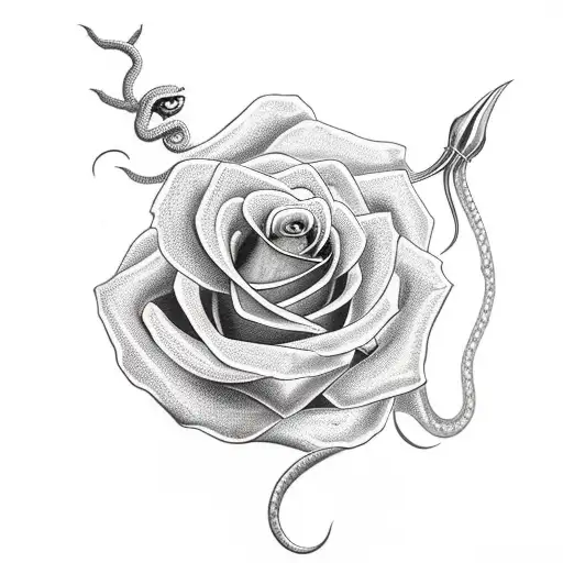 Snake With A Rose And A Dagger