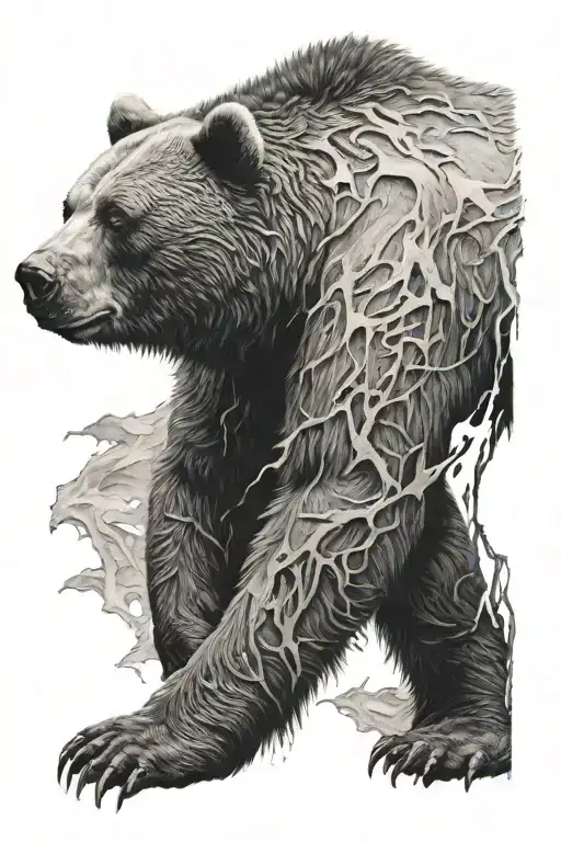 A Bear With Scars Looking Out Ominously