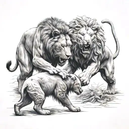 Lion And A Bear Fighting