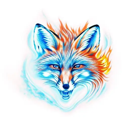Fiery Fox With A Fiery Tail Surrounded By Flames