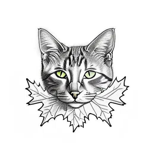 Cat With Maple Leaf